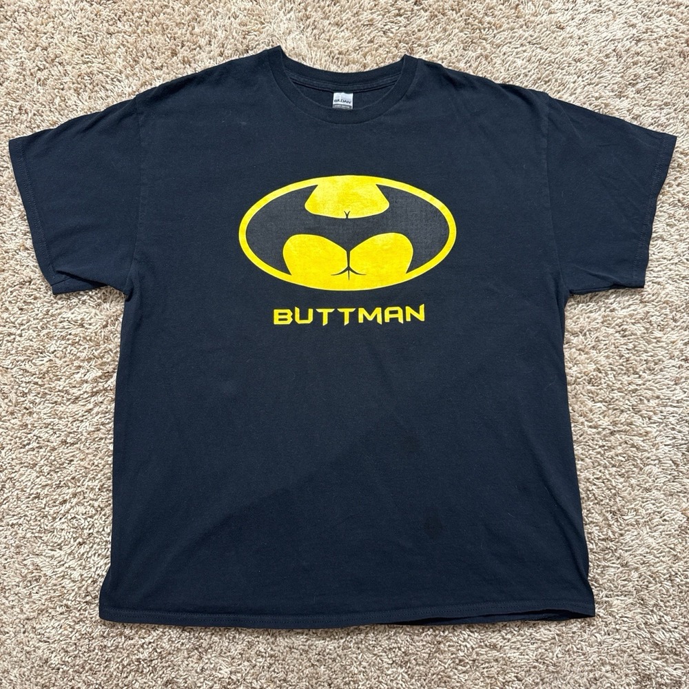 Buttman Shirt Size XL Blue Short Sleeve Adult Humor Batman Parody GYATT